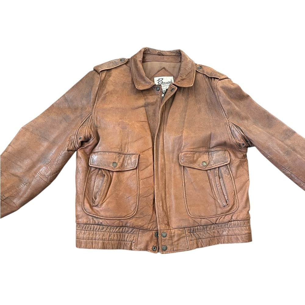 Berman’s Vintage Men’s Leather Bomber Jacket Size 44 L